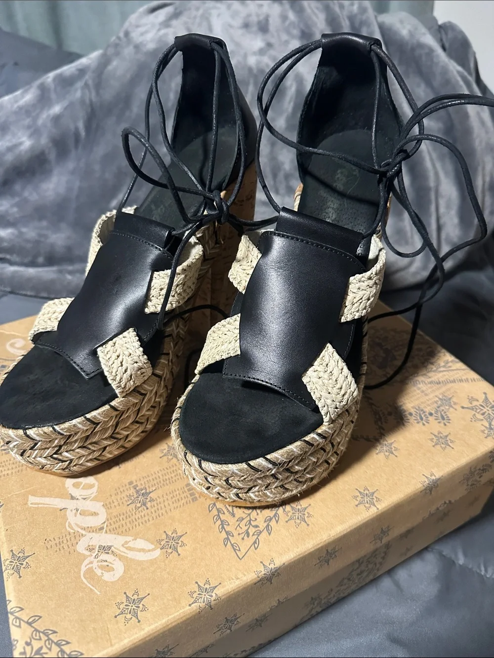 Free People High Society Black & Natural Platform Heel